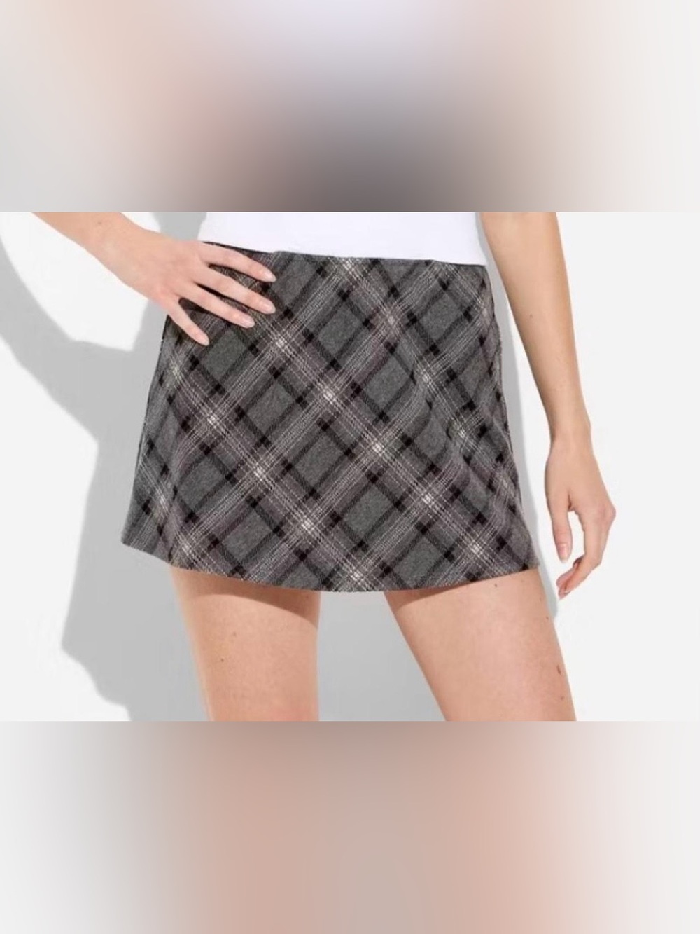 wild fable Gray Plaid Mini Skirt (Skort) size XS